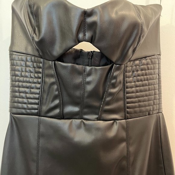 Zara NWT Cutout Faux Leather Corset Midi Dress - Picture 2 of 4